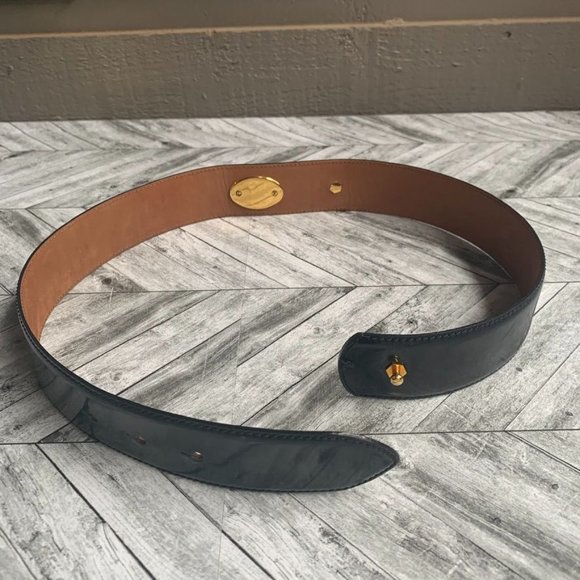 Moschino Redwall Vintage 90s Black Leather Hook Eye Latch Belt 401066 Womens 38 main image 3